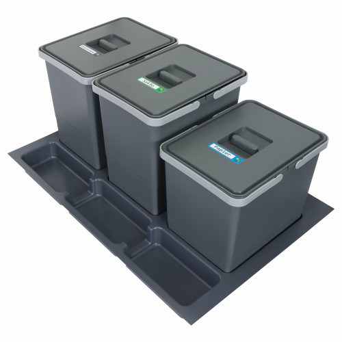 FUTURE CONFIG 80 cm – zestaw trzech koszy 2×18 l i 1×15 l wysokość 34 i 28 cm na białym tle