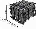 Sortownik śmieci SQUARE ANTRACYT do szafki 60 cm Cichy domyk 2x18 3x8 z mocowaniem frontu meblowego