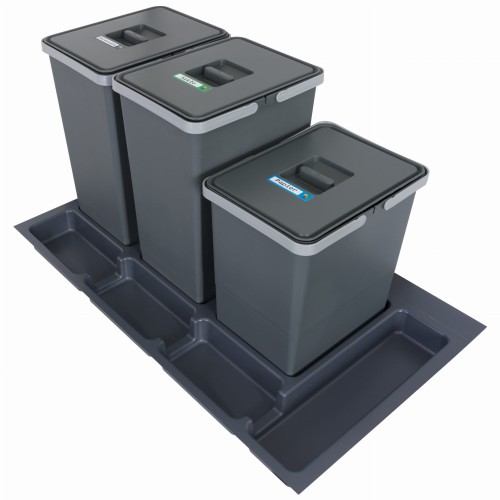 FUTURE CONFIG 90 cm – zestaw trzech koszy 2×24 l i 1×18 l wysokość 44 i 34 cm na białym tle