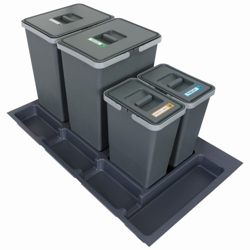 FUTURE CONFIG 90 cm – zestaw czterech koszy 2×24 l i 2×8 l wysokość 44 i 34 cm na białym tle