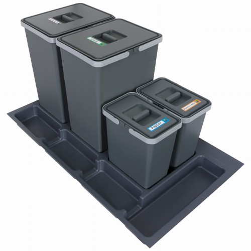 FUTURE CONFIG 90 cm – zestaw czterech koszy 2×24 l i 2×7 l wysokość 44 i 28 cm na białym tle