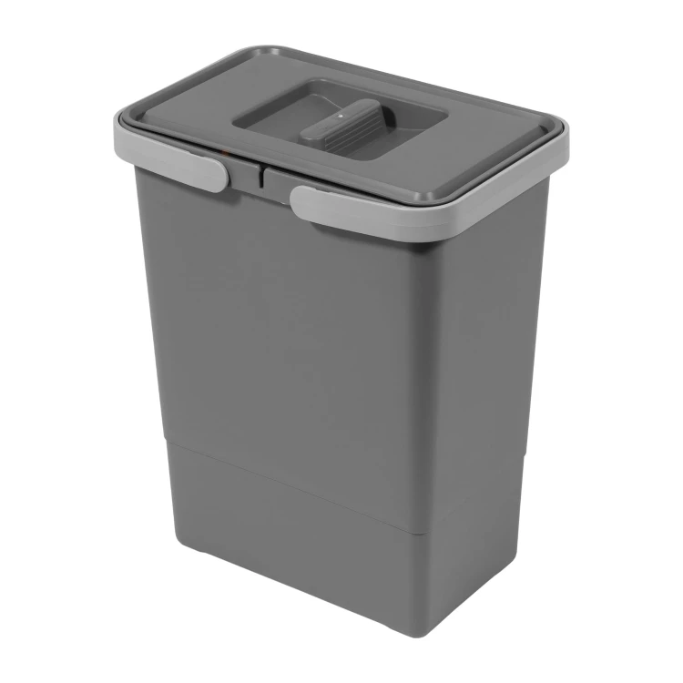 Pojemnik 7 l FUTURE CONFIG zamknięty pokrywą – najniższy kompaktowy kosz wysokości 28 cm obok dominujących pojemników 24 l w najszerszym zestawie