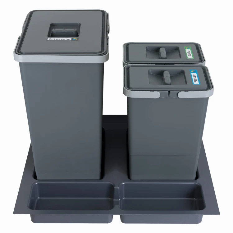 Sortownik FUTURE CONFIG 60 cm – widok zestawu z dominującym koszem 24 l wysokości 44 cm z przodu