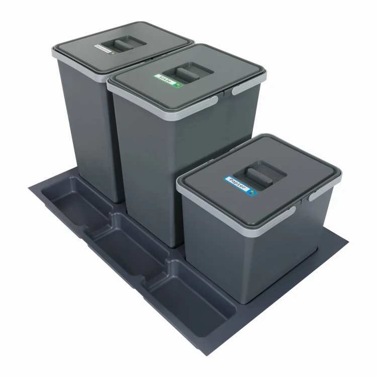 FUTURE CONFIG 80 cm – zestaw trzech koszy 2×24 l i 1×15 l wysokość 44 i 28 cm na białym tle