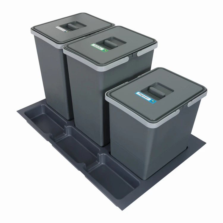 FUTURE CONFIG 80 cm – zestaw trzech koszy 2×24 l i 1×18 l wysokość 44 i 34 cm na białym tle