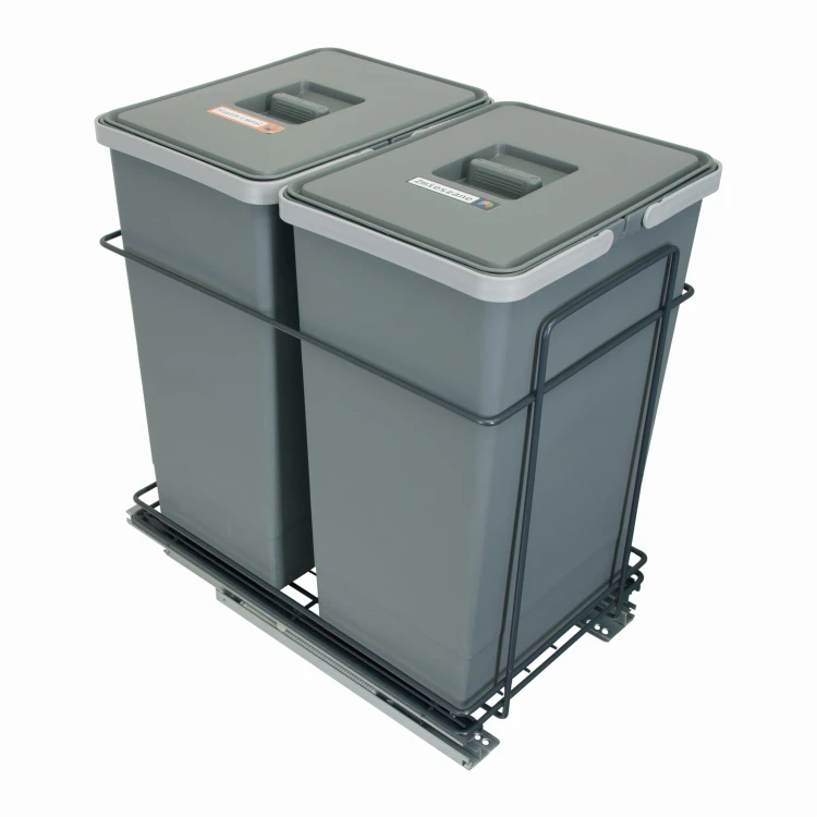 Sortownik ECOCUBE antracyt Sortowniki24 – stelaż z dwoma koszami 24 l na białym tle
