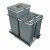 Sortownik ECOCUBE antracyt Sortowniki24 – stelaż z koszami FUTURE 1×24 l i 2×8 l na białym tle - kosze 8 litrów umieszczone z przodu
