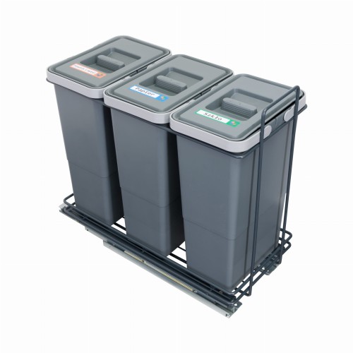 Sortownik ECOCUBE antracyt Sortowniki24 – stelaż z trzema koszami 8 l na białym tle