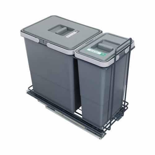 Sortownik ECOCUBE antracyt Sortowniki24 – stelaż z koszami 1×18 l i 1×8 l na białym tle