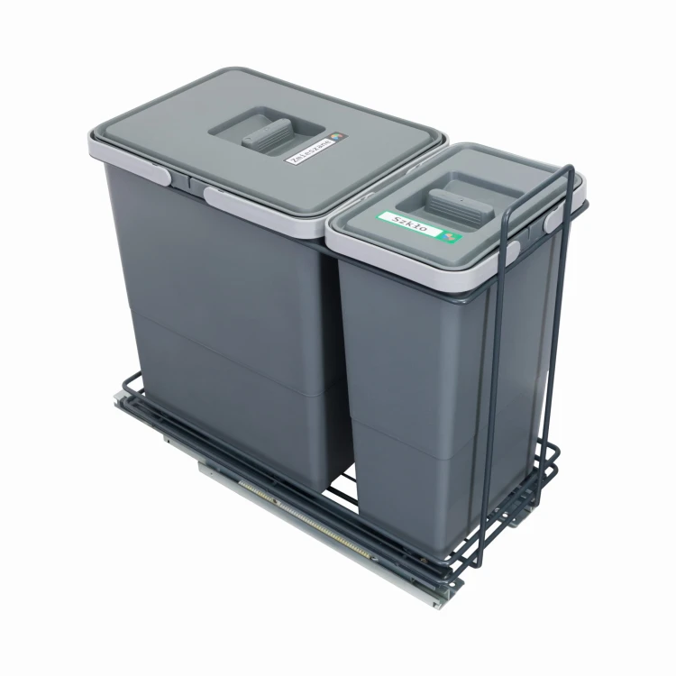 Sortownik ECOCUBE antracyt Sortowniki24 – stelaż z koszami 1×18 l i 1×8 l na białym tle