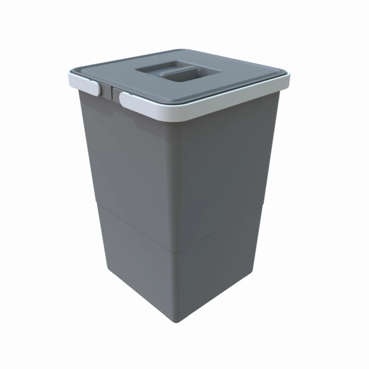 Kosz Future 12l w sorotwniku ECOCUBE z prostokątnym uchwytem w pokrywie – kwadratowy antracytowy pojemnik