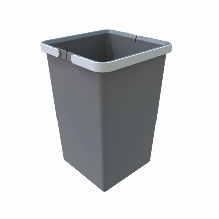 Kosz Future 12l w sorotwniku ECOCUBE z zdjętą pokrywą – wnętrze kwadratowego antracytowego pojemnika