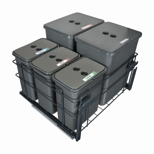 Sortownik Śmieci SQUARE ECO 60 Cichy domyk 2x20 3x8 z mocowaniem frontu meblowego SQE602X203X8ANTR5_1