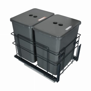 Sortownik śmieci SQUARE ECO do szafki 40 cm – cichy domyk – 2 kosze 2x20 l – z mocowaniem frontu