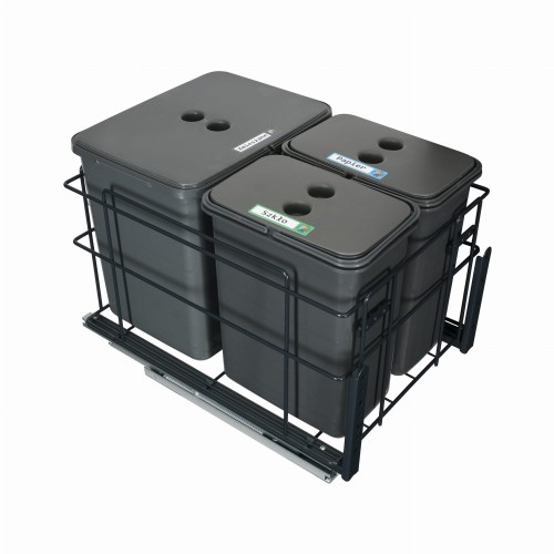 Sortownik Śmieci SQUARE ECO 40 Cichy domyk 1x16 2x8 z mocowaniem frontu meblowego SQE401X162X8ANTR3_1