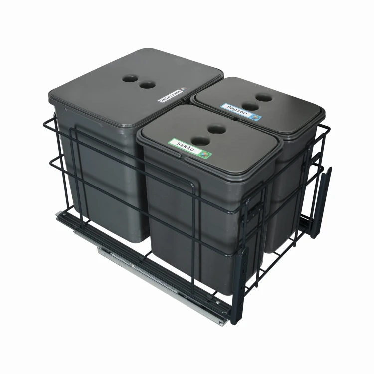 Sortownik Śmieci SQUARE ECO 40 Cichy domyk 1x16 2x8 z mocowaniem frontu meblowego SQE401X162X8ANTR3_1