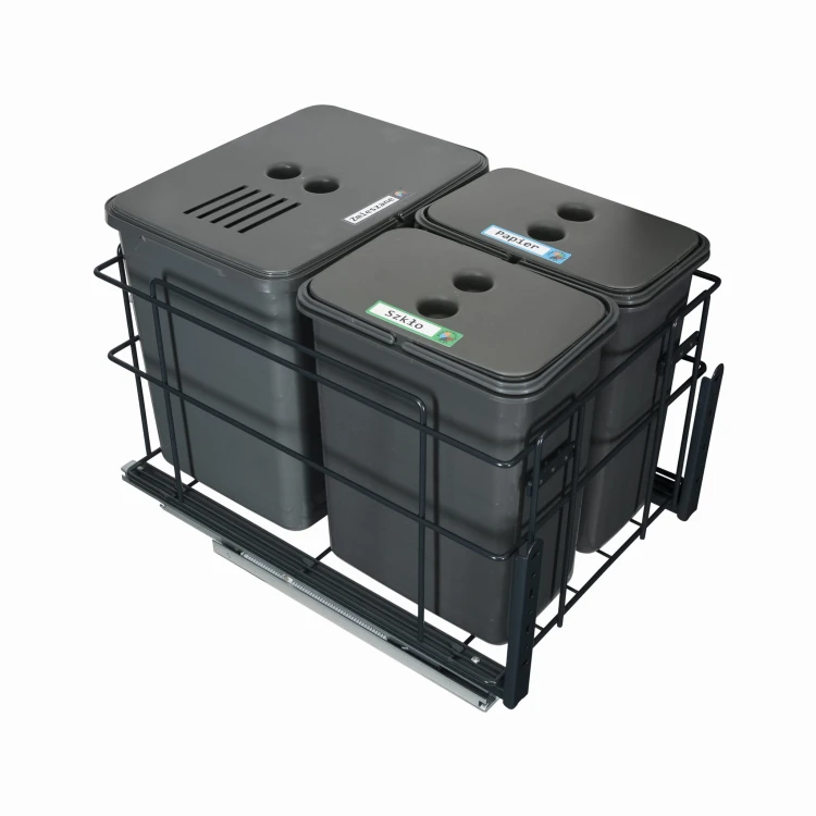 Sortownik Śmieci SQUARE ECO 40 Cichy domyk 1x16 2x8 z mocowaniem frontu meblowego SQE401X162X8ANTR3_3F