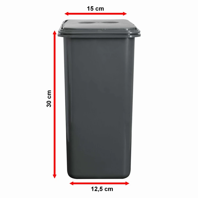 Kosz FLEXI 8 l – wymiary węższego boku kompaktowego pojemnika do weryfikacji przed zakupem