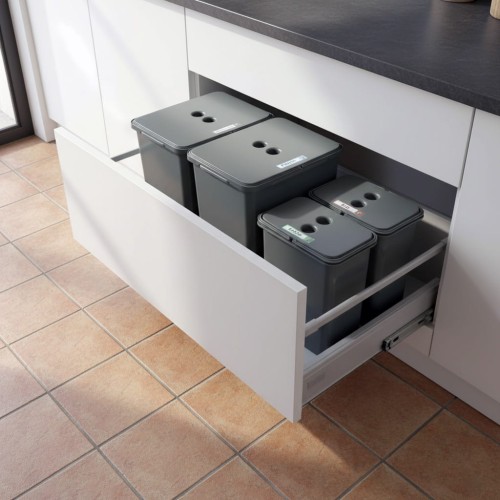 Sortownik śmieci FLEXI do szuflady BLUM w szafce 80/90 cm 2x20 l+2x8 l_1