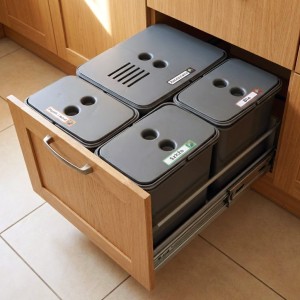 Zestaw koszy do sortowania FLEXI do szuflady BLUM w szafce 50/60 cm – 4 kosze 1x16 l + 3x8 l, filtr