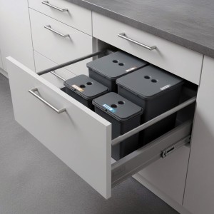 Zestaw koszy do sortowania FLEXI do szuflady BLUM w szafce 60 cm – 4 kosze 2x8 l + 2x20 l