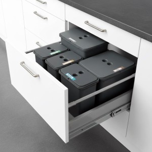 Zestaw koszy do sortowania FLEXI do szuflady BLUM w szafce 60 cm – 5 koszy 3x8 l + 1x16 l + 1x20 l