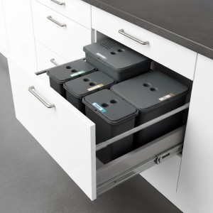 Zestaw koszy do sortowania FLEXI do szuflady BLUM w szafce 60 cm – 5 koszy 3x8 l + 1x16 l + 1x20 l, filtr