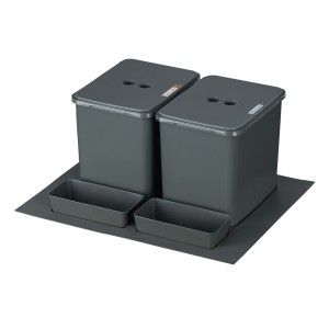 Sortownik śmieci FLEXI BASE do szuflady w szafce 60 cm – 2 kosze 2x16 l + kuwetki