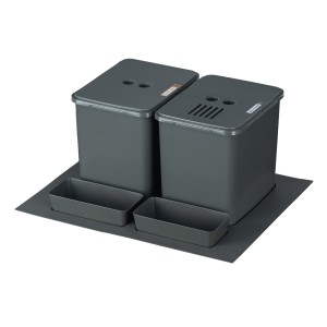 Sortownik śmieci FLEXI BASE do szuflady w szafce 60 cm – 2 kosze 16 l + filtr + kuwetki