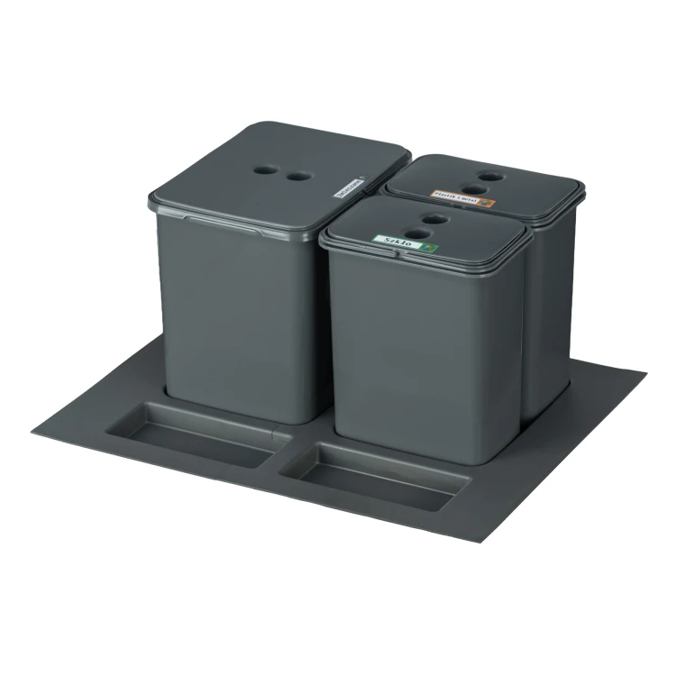 Sortownik Flexi BASE do szuflady 60 cm – zestaw koszy 1×16 l i 2×8 l na podstawce
