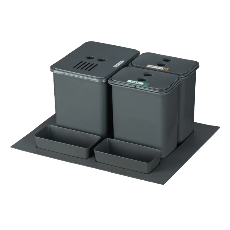 Sortownik Flexi BASE do szuflady 60 cm – zestaw koszy 1×16 l i 2×8 l z filtrem i kuwetkami