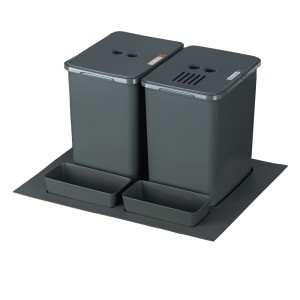 Sortownik śmieci FLEXI BASE do szuflady w szafce 60 cm – 2 kosze 2x20 l + filtr + kuwetki