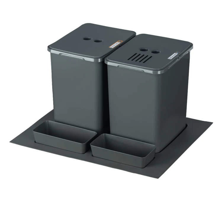 Sortownik Flexi BASE do szuflady 60 cm – zestaw 2 koszy 20 l z filtrem węglowym i kuwetkami