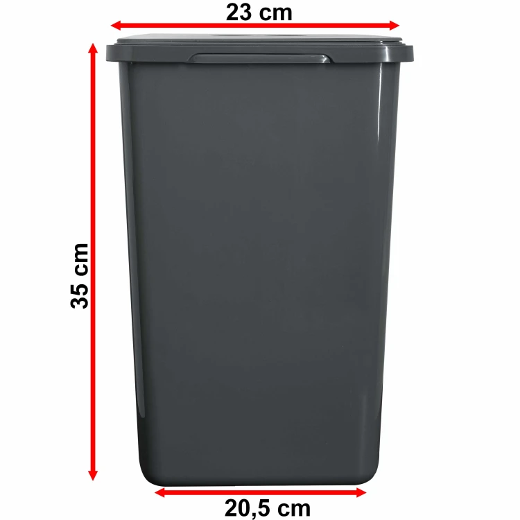 Kosz 20 l Flexi BASE – wymiary węższego boku pojemnika do szuflady