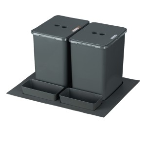 Sortownik śmieci FLEXI BASE do szuflady w szafce 60 cm – 2 kosze 2x20 l + kuwetki