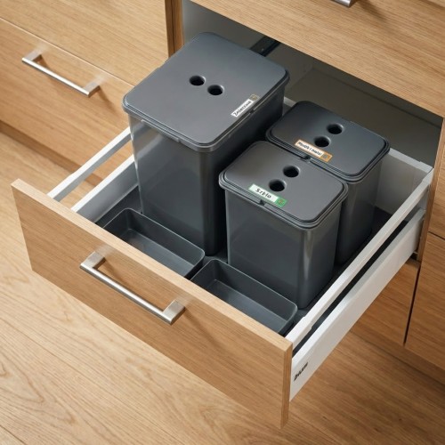 Sortownik do szuflady w szafce 60 cm Flexi BASE 1×20 l + 2×8 l Sortowniki24 – segregacja odpadów w kuchni