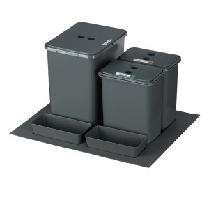 Sortownik śmieci FLEXI BASE do szuflady w szafce 60 cm – 3 kosze 1x20 l + 2x8 l + filtr + kuwetki