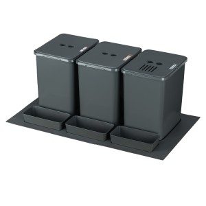 Sortownik śmieci FLEXI BASE do szuflady w szafce 80/90 cm – 3 kosze 3x20 l + filtr + kuwetki