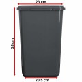 Wymiary węższego boku kosza 20 l Flexi BASE – większy pojemnik zestawu do szuflady