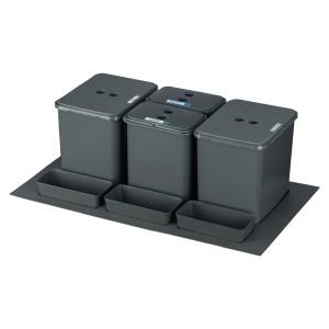 Sortownik śmieci FLEXI BASE do szuflady w szafce 80 cm – 4 kosze 2x16 l + 2x8 l + kuwetki