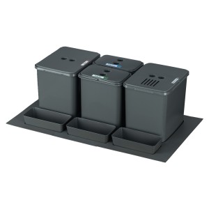 Sortownik śmieci FLEXI BASE do szuflady w szafce 80 cm – 4 kosze 2x16 l + 2x8 l + filtr + kuwetki