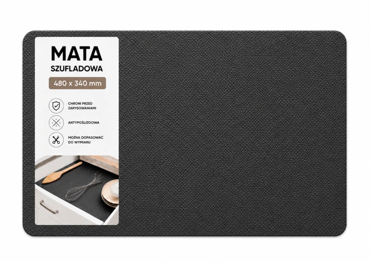 Mata ochronna antracyt 34×48 cm Sortowniki24 – wąski prostokątny podkład na białym tle