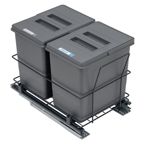 Sortownik MODERN z koszami QUADRA 2x15 l Sortowniki24 - dwa kosze z pokrywami na stelażu