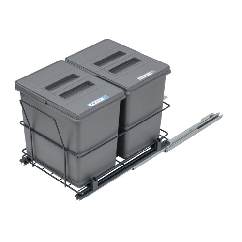 Sortownik MODERN z koszami QUADRA 2x15 l - stelaż wysunięty na prowadnicach