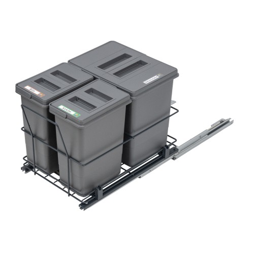 Sortownik MODERN z koszami QUADRA 1x15 l i 2x7 l - stelaż wysunięty na prowadnicach