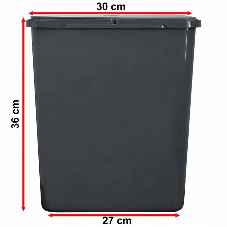 Kosz FLEXI 20 l – wymiary szerszego boku przestronnego pojemnika wysokości 36 cm