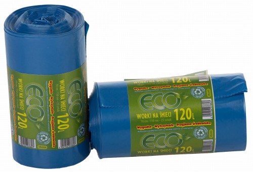 Worki na śmieci Niebieskie LDPE bardzo mocne 120 litrów 25 szt./rolka